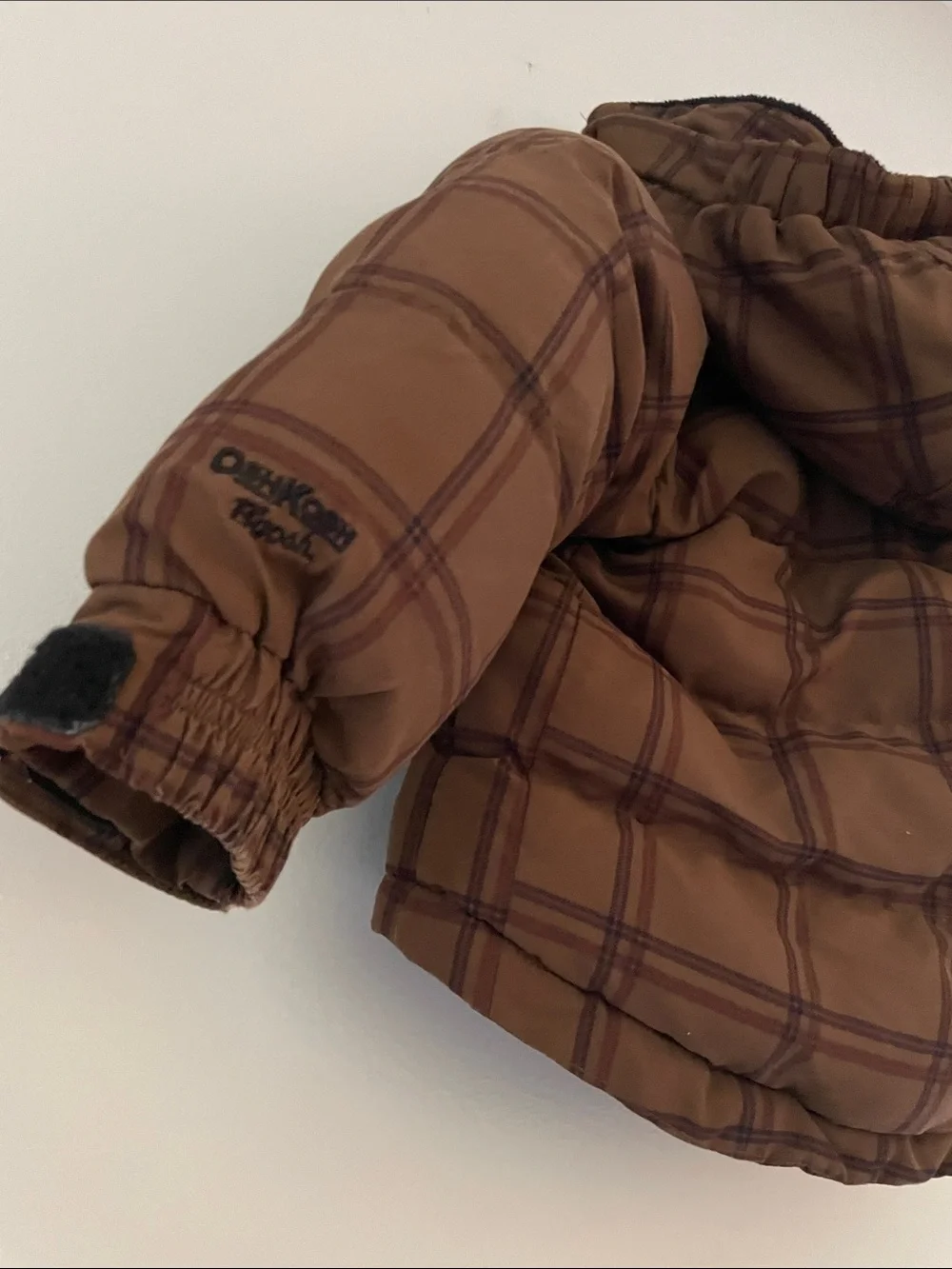 OshKosh B'gosh Brown Plaid Hooded Puffer Jacket